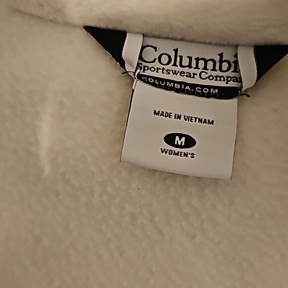 Cream Fleece Columbia Zip Up Jacket medium - Picture 6 of 8